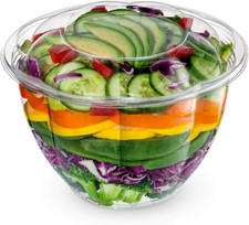  48 oz. - 50 Count Clear Plastic Salad Bowls with Lids, Disposable Salad