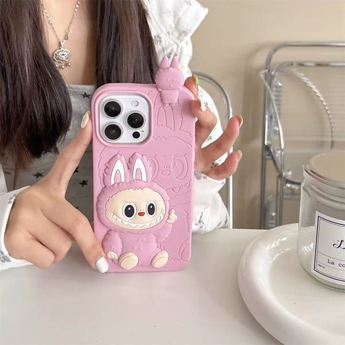 Cute Labubu 3d Toy Phone Case For iPhone 11 12 13 14 15 16 Pro Max Soft Cover - Photo 13 sur 16