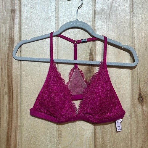 NWT Victoria's Secret Hot Pink Racerback Triangle Lace Bralette Size L