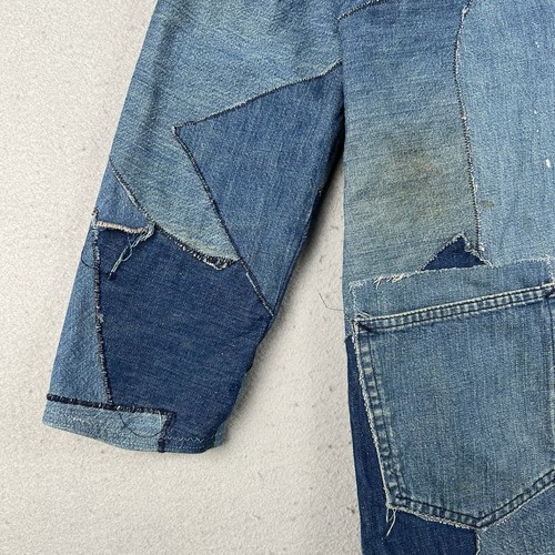 Vintage 70s Patchwork Jacket Small Medium Blue Denim Custom Handmade Lined - Picture 8 of 24