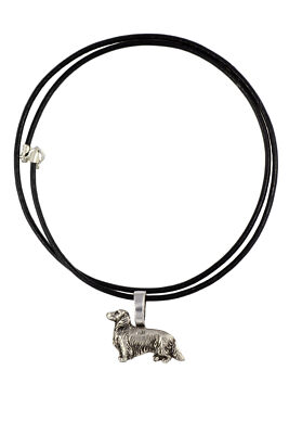 Dachshund Rauhhaar, Dackel, Teckel III - Hundehalsband, versilberter Anhänger fü