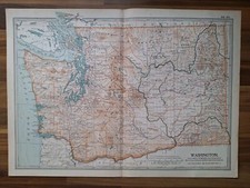 Antique Map Of Washington USA 19th Century 16 X 11.5 Inch