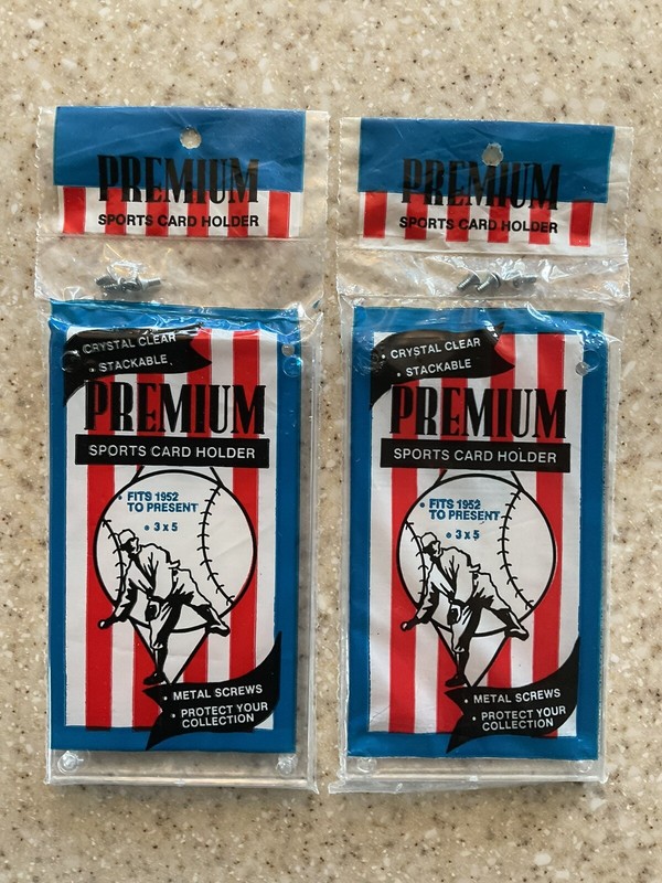 Premium Sports Card Holder (Lot of 2) Hard Clear Plastic 3 x 5 w/Screws *NEW*