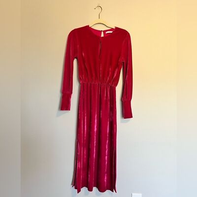 Zara Pink Velvet Midi Dress size XS | eBay