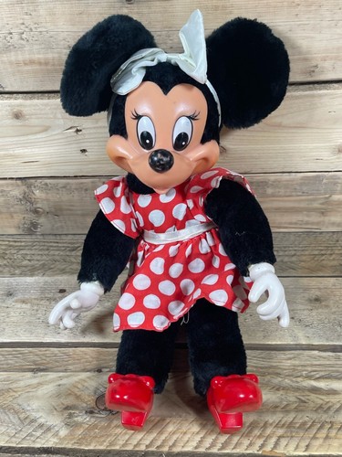 Minnie Mouse Plush 14" Disney Applause 1981 Red White Dots Dress Bow Heels Doll