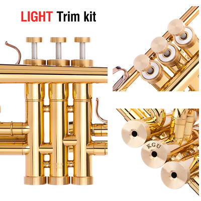 Trim Kit LIGHT Valve Caps for Holton ST-302 MF Trumpet Raw Brass KGUmusic