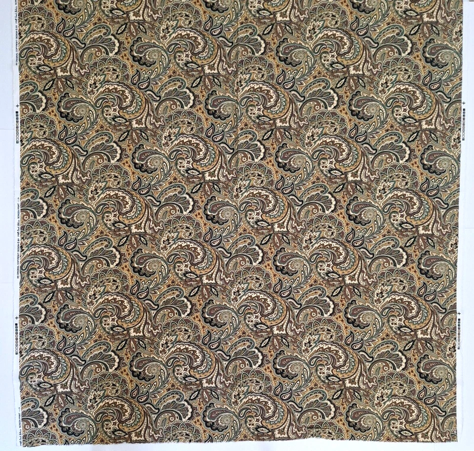 Коричневый бежевый зеленый черный пейсли декор драпировка обивочная ткань Mill Creek 1,6 года - Изображение 3 из 4