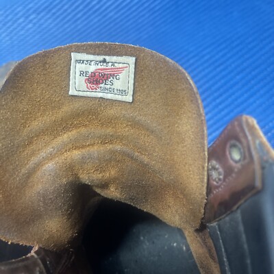 Vintage RED WING 407 Leather Work Boots Brown Men display picture 2