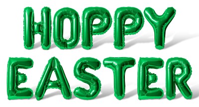 HOPPY EASTER Letter Balloon Banner - 10 Color Options - Easter Party Decorations