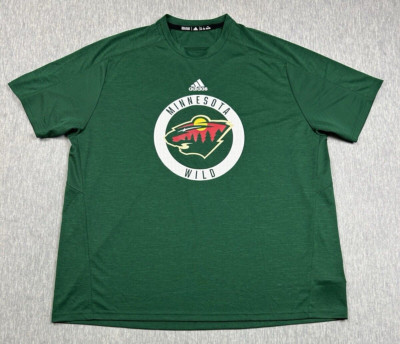 Minnesota Wild Shirt Mens 2XL Green Circle Logo adidas Graphic NHL Hockey