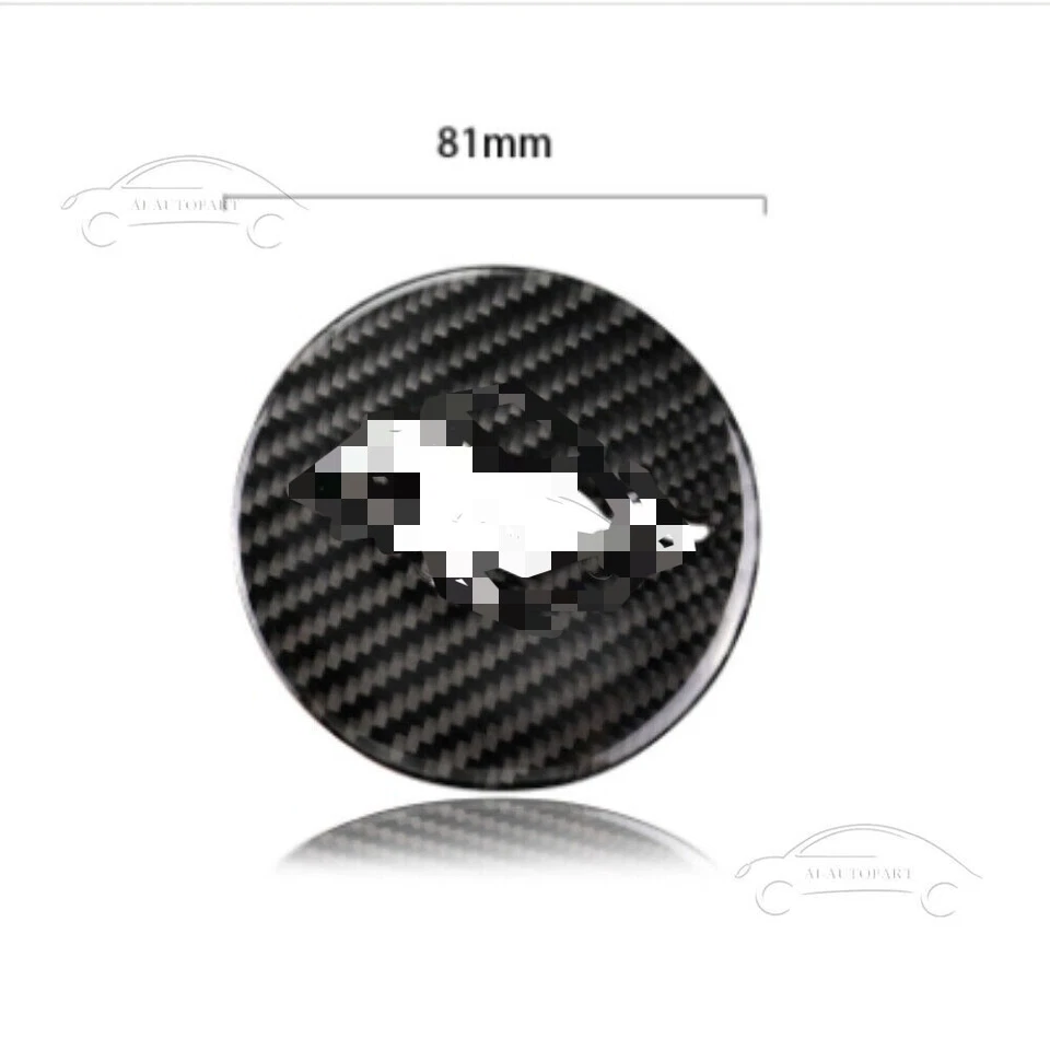 Real Carbon Fiber Center Steering Wheel Cover Trim For Ford Mustang 2015-2019 - Image 2 of 4