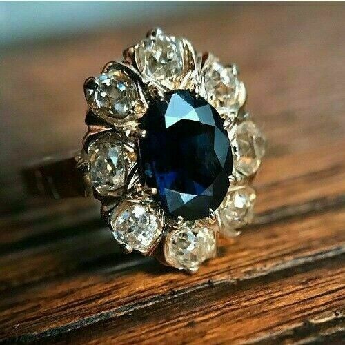 3.80CT Oval Cut Simulated Blue Sapphire Engagement Ring 14K Yellow Gold Plated 3.80CT Oval Cut Simulated Blue Sapphire Engagement Ring 14K Yellow Gold Plated
