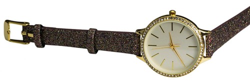 Blekon Collections Japanese Quartz Womens 34mm Case Glittery Leather Strap Watch - Picture 13 of 41