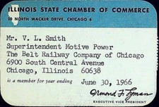 Illinois State Chamber Commerce Chicago Membership Card Business Ephemera 1966