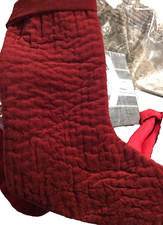 Pottery Barn Kids Christmas Classic Channel Quilted Velvet Stocking Large Red