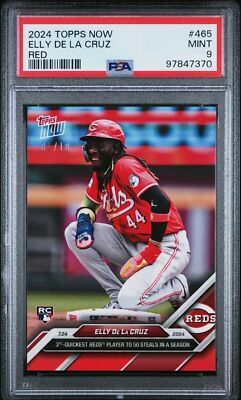 PSA 9 Elly De La Cruz Red 1/10 RC Rookie #465 2024 Topps Now 97847370