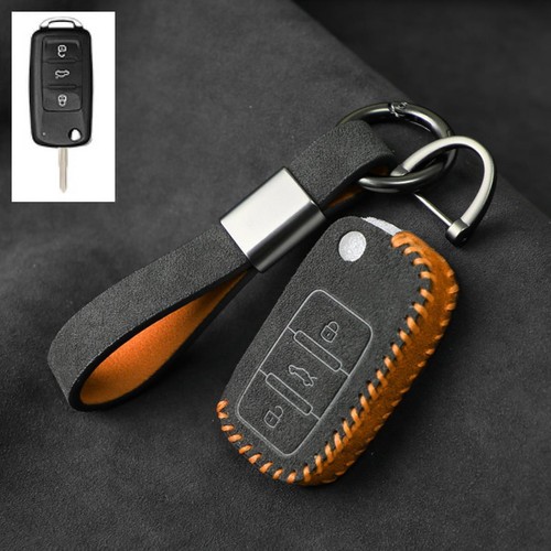 Full Suede Covered Key Fob Remote Protector Holder Cover Case For Volkswagen F - Picture 3 of 8