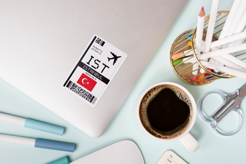 IST Istanbul, Turkey Boarding Pass Glossy Sticker - Airport Travel Sticker - Picture 2 of 3
