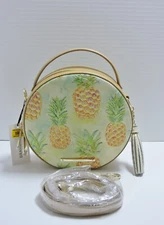 Brahmin Lane Multi Pompano Pineapple Embosssed Leather Cross Body Hand Bag NWT