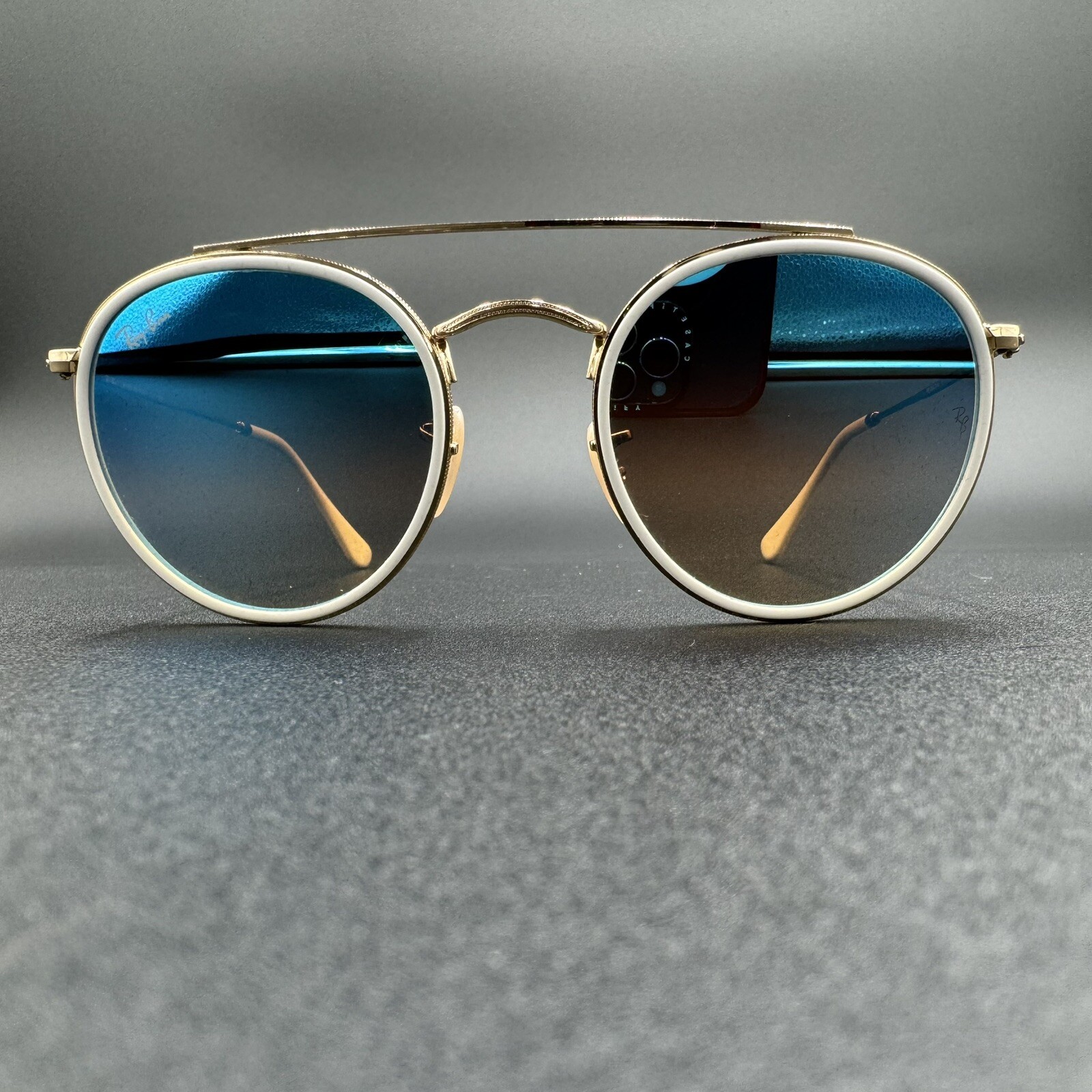 Ray Ban Round Double Bridge Blue Gradient Flash Unise… - Gem