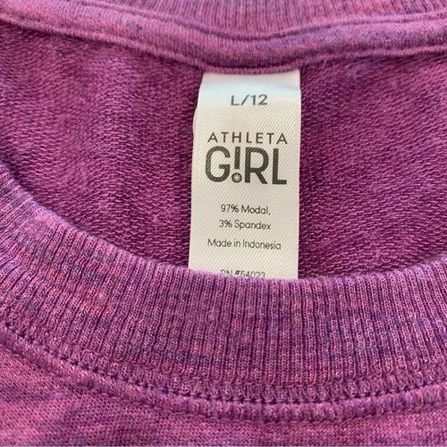 Athleta Girl Criss Cross My Heart Magenta Sweatshirt - Size L (12) - Picture 4 of 4