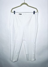 VTG Women's ESCADA White Capri Spaghetti Leg Stretch Pants Size 44 34  W X 25  L