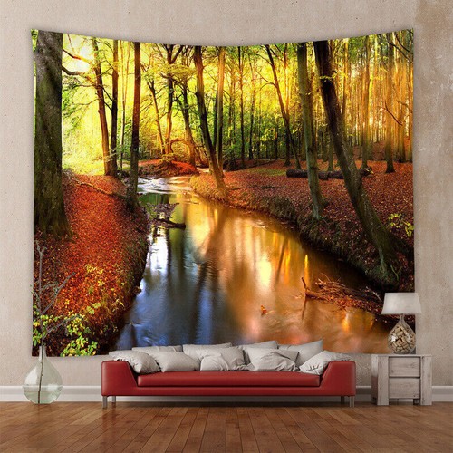 Large Wall Hanging Bookshelf Jungle Sea Tapestry Bedspread Bedroom Backdrop - Picture 17 of 18