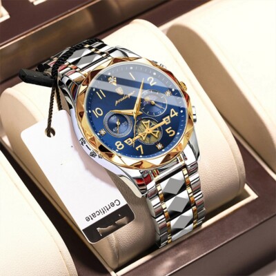 POEDAGAR Men Watch Chronograph Luminous Quartz WristWatch High