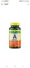 Spring Valley Vitamin A Softgels, 2400 mcg, 250 Count Ex05/25