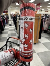 NEW Hello Kitty Sanrio Exercise Yoga Red Mat 24"W 68"L - 10mm Carry Strap RARE 