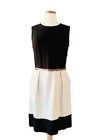Elegant ATOS LOMBARDINI cocktail dress sheath dress linen look size 36 black-beige