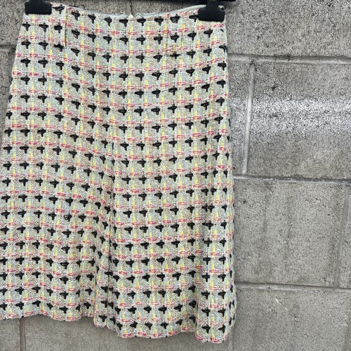2002 CHANEL Mint Pink TWEED CC LOGO PENCIL SKIRT Size 24 With Velvet Hanger Bag - Picture 6 of 23
