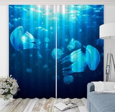 3D Blue Jellyfish ZHUA4436 Animal Photo Curtain Window Blockout Fabric Amy 2023