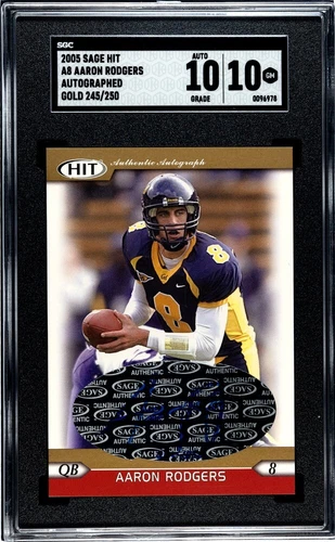 POP 1 Aaron Rodgers SGC 10 RC 2005 Sage HIT Auto Gold /250 Autographed Packers 