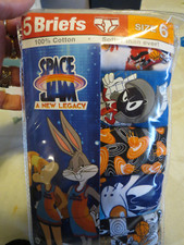 Boys SPACE JAM BRIEFS Sz 6 - 5 Pk BNWT FREE SHIP 