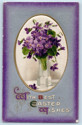 Easter Postcard Flowers Vase Silk Winsch Back Embossed San Francisco CA c1910's