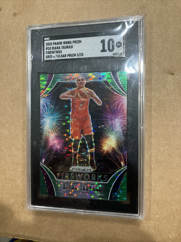 2020 wnba prizm #10 diana taurasi green pulsar fireworks RARE Jersey #3/25 - Image 3 of 4