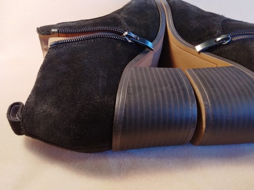 Franco Sarto Black Suede Leather Block Heel Zip Ankle Boots Ladies Sz 6.5 - Picture 4 of 22