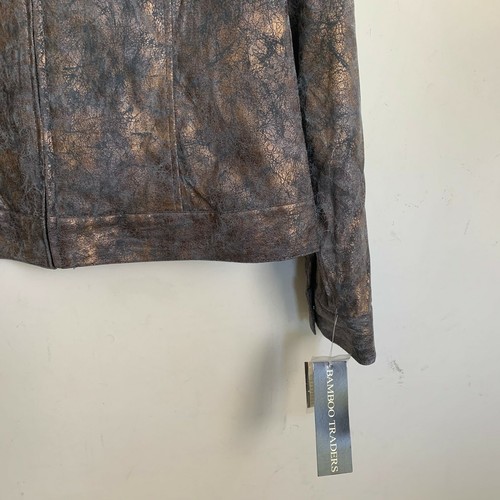 Bamboo Traders Jacket Bronze Metallic Gray Multi Print Zip Lined Size M NEW - Picture 6 of 11