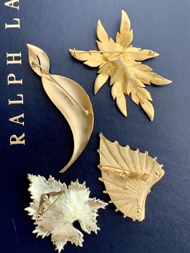 4 Vintage Elegant Gold Tone Enamel Trifari Coro Parklane Quality Pins Brooches - Picture 3 of 13
