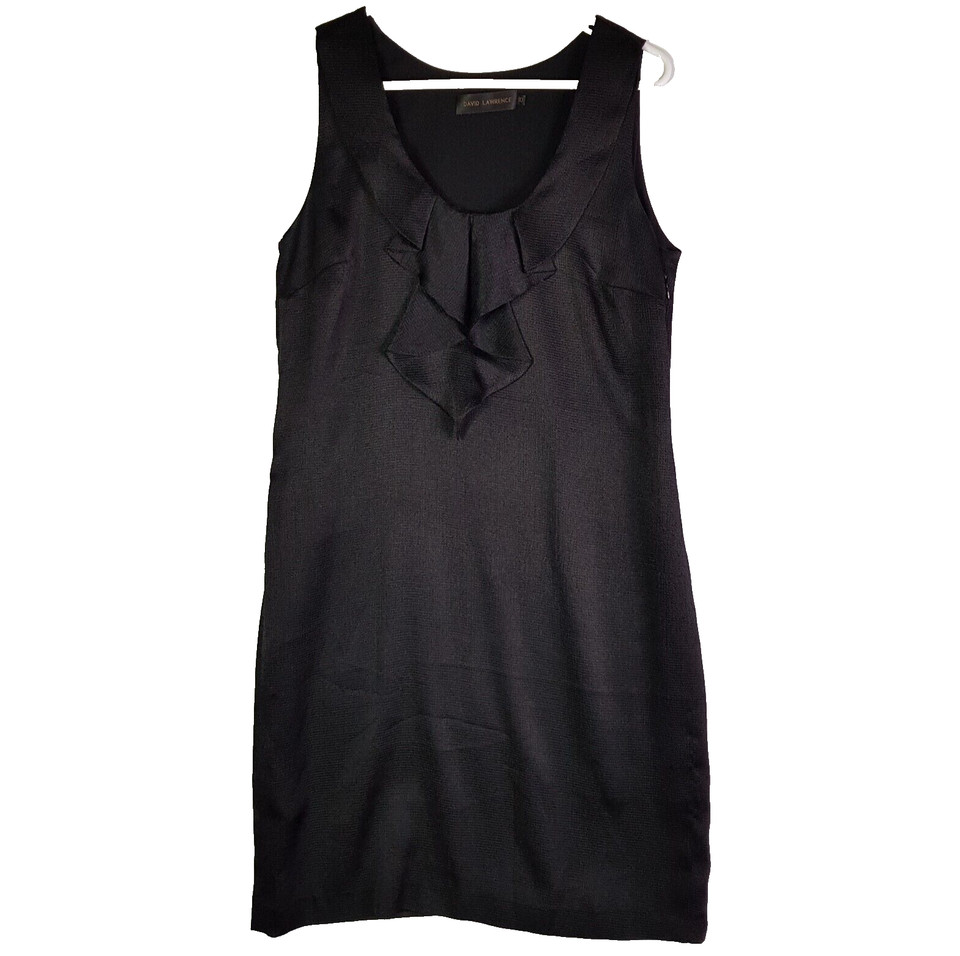 David Lawrence Mini Slip Dress Womens 10 Black Slim Frill Sleeveless Party