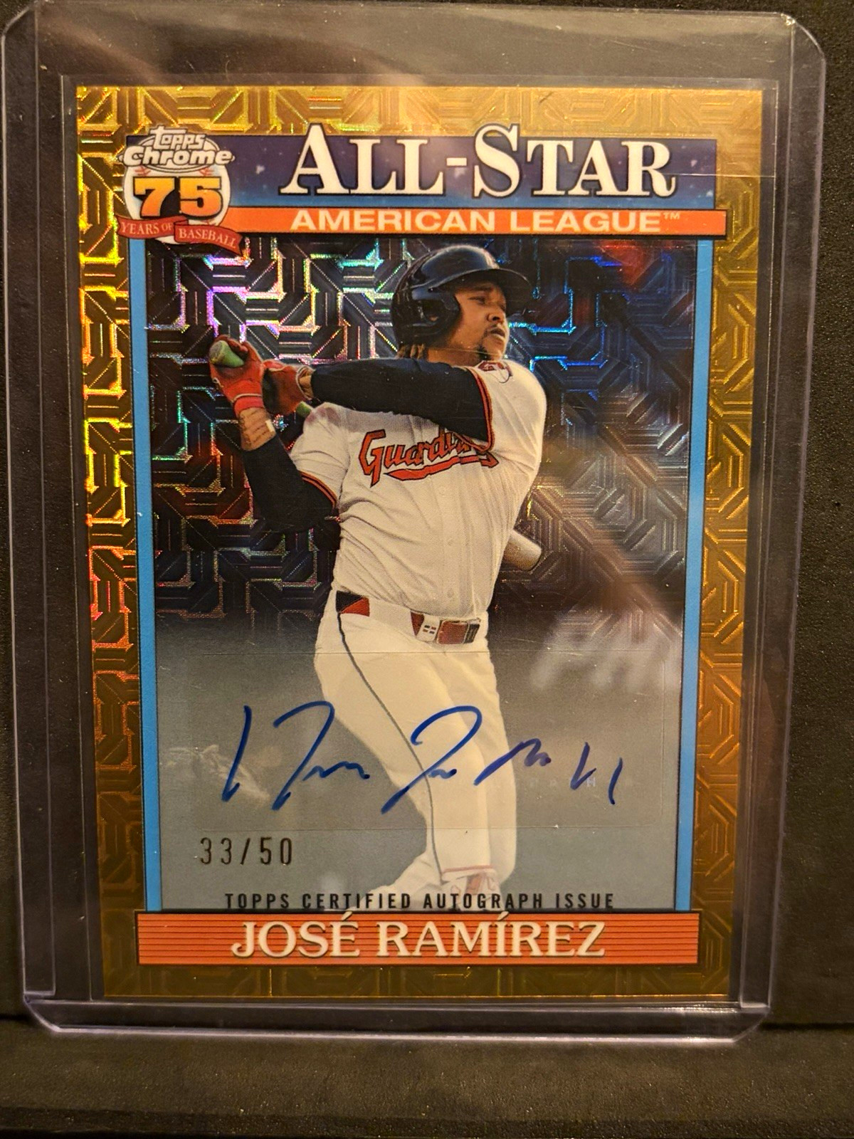 Jose Ramirez 2025 Topps Series 2 gold mojo auto 33/50 Auto Guardians