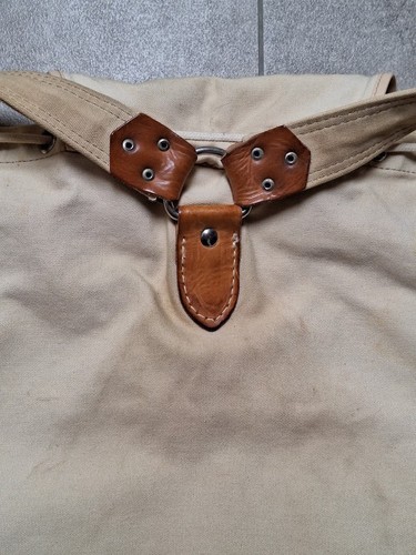 Vintage Leinen Rucksack,beige/braun,mit Leder/Metall Beschlägen - Bild 6 von 9
