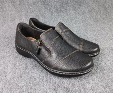 Clarks Cora Harbor Women's Size 7.5 Black Leather Shoes Side Zip