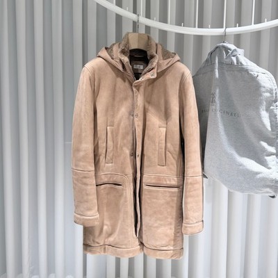 Brunello Cucinelli brauner Lammfellmantel 153376930