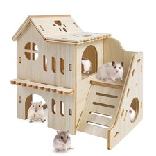 Hamster Hideout Wooden House Fun Slide DoubleDecker Hut Maze Dwarf Gerbils