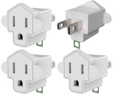 4 Pack ETL Listed Grounding Outlet Adapter, 3-2 Prong Adapter Converter, Port...