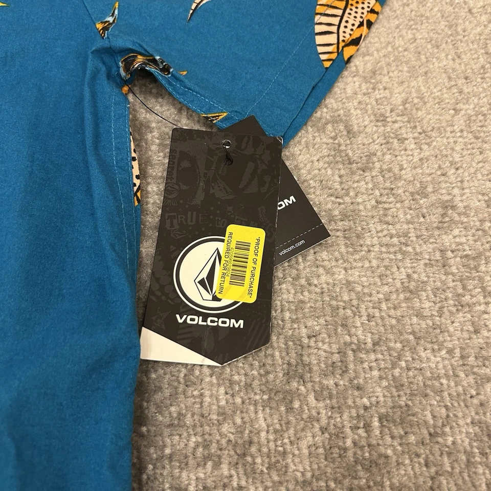 Volcom Shirt Mens Medium Blue Paradiso Floral Short Sleeve Classic Fit NEW - Image 3 of 4