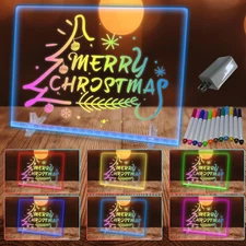 Cosmody Led Drawing Board 7-Color – 13.7"X10" Glowing Acrylic Dry Erase Board wi