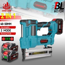 2 IN 1 Cordless Nail Gun Stapler Brad Nailer w/ Nails + 2 Battery & Charger